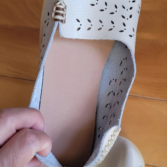 Flats Casual Loafers Classic Leather Women's Casual Beige EUR 37 Rubber Sole - Picture 8 of 11